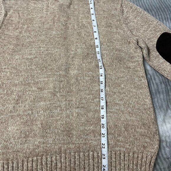 Chaps Ralph Lauren 100% Cotton Knit Sweater with Suede Elbow Patches Sz M - Picture 2 of 5